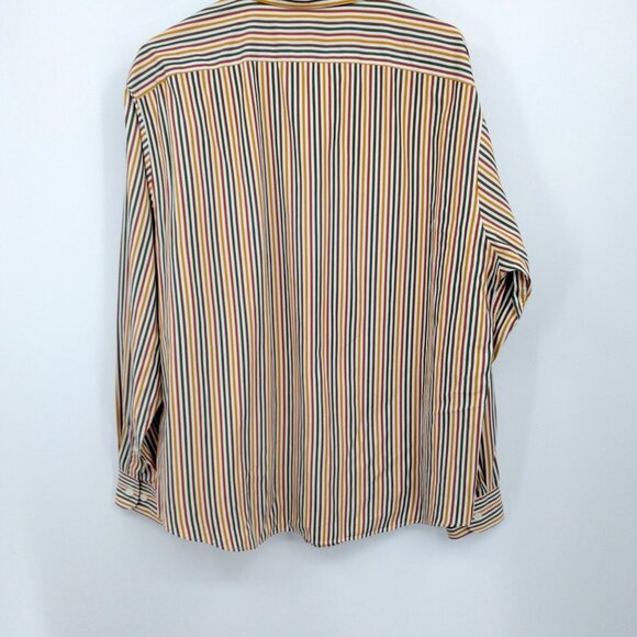 Faconnable Women's XL Striped Button Down Shirt Long Sleeve Cotton Made in USA - Picture 4 of 8